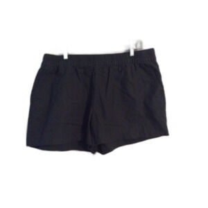 Linen Blend Black Plus Size Pull On Shorts XXL Peach Pearls